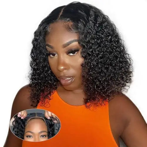 Wear and Go Glueless Wigs Human Hair Pre Plucked Pre Cut Deep Wave Curly Lace Front Wigs 13x4 Lace Human Hair Bob Wigs Glueless