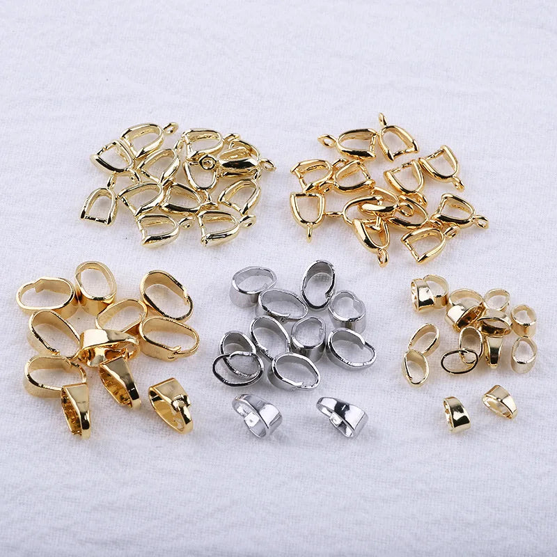 10pcs/bag Brass Melon Seed Clasp Gems Jade Clip Clasp 14K 18K Gold Necklace Pendant Connection Buckle Accessories Wholesale