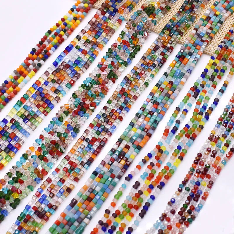 2 3 4mm Czech Crystal Glass Beads Loose Spacer Cube Square Triangular Rondelle Crystal Glass Beads for Jewelry Making DIY