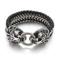Men lion Head Bracelet Gold Black Punk lion Stainless Steel Bracelet