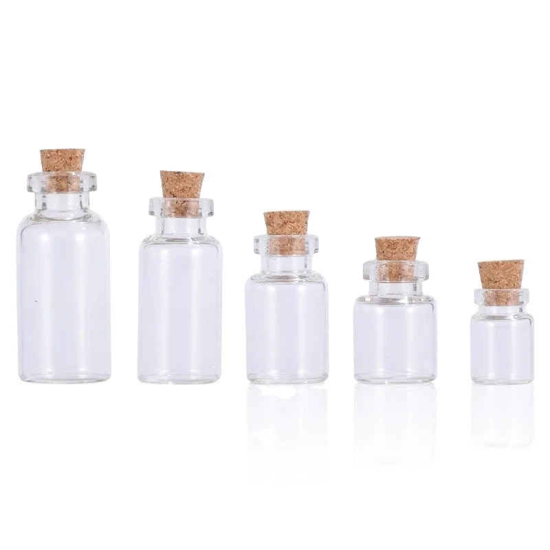 Wholesale 100pcs 0.5ml 1ml 3ml Clear Glass Bottles Wooden Cork Hot Stamping Custom Color Shape Carton Packing Candle Gift