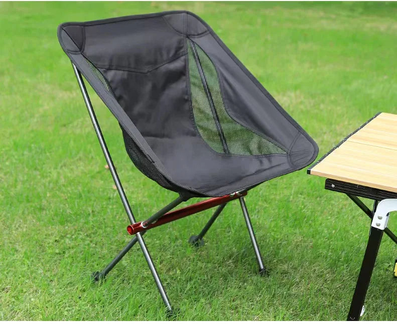 Portable Folding Camping Chair Breathable Mesh Back Ultralight Outdoor Furniture Carry Bag Hiking Fishing Beach Picnic 300kg