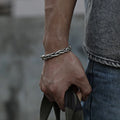 Opening Adjustable Punk Bracelet Minimalist Jewelry 925 Sterling Silver Plated Braided Herringbone Chain Cuff Men Bracelet