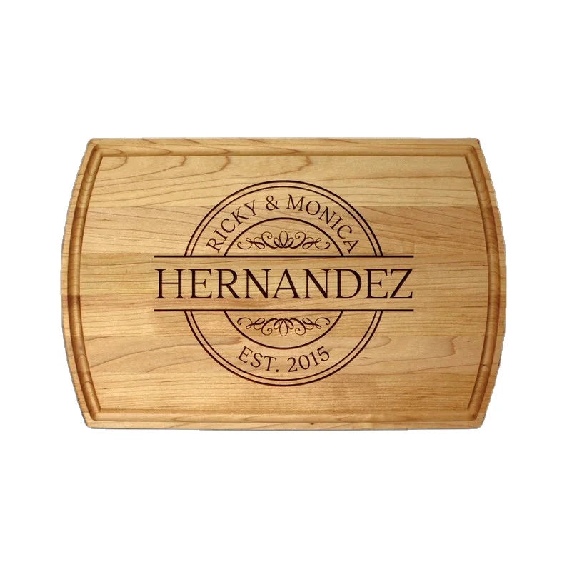 JUNJI Wooden Personalized Cutting Board Laser Engraved Handmade Customized Wooden Kitchen Cutting Board