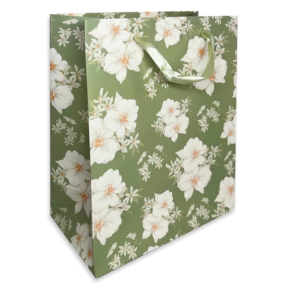 Wholesale Custom Printed Logo Disposable Kraft Paper Stand up Pouch Flowers Green Wedding Gift Bags for Birthday