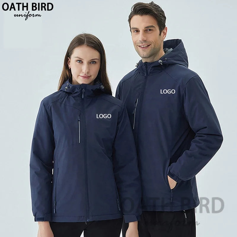 High Quality Work Coverall Waterproof Fleece Lined Warm Light Hooded Windproof Coat with Microfiber Fabrics for Outdoor Hiking