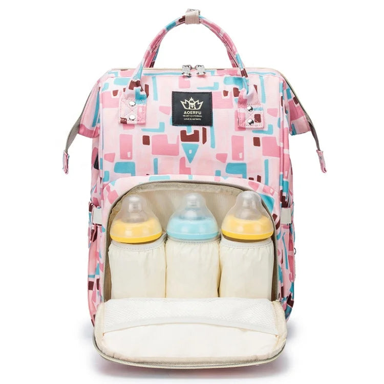 Purorigin Multi-Function Waterproof Neoprene Backpack Diaper Bag USB Maternity & Baby OEM Print Polyester for Mommy and Baby