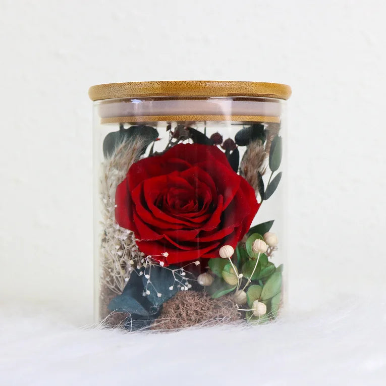Mother's Day Home Decoration Gift Box Natural Preserved Rose Flower Hydrangea in Glass Bottle