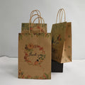 KUAIMA 22*11*27cm Thank You Printing Eco-friendly Foldable Reusable Kraft Paper Bags With Twisted Handles