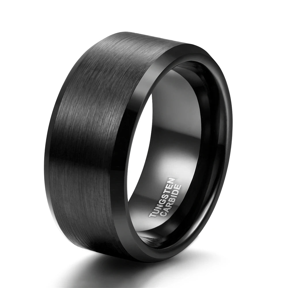 OAHLAN 10mm Black Gun Plated Tungsten Rings Brushed Women Tungsten Black Ring Jewelry Size4-15 48 Hours Shipping