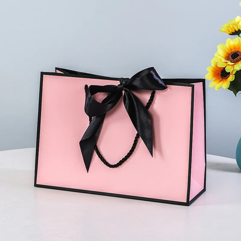 Jewelry Cosmetics Packaging Shopping  Bag Recycle Kraft With Custom Paper Bag Logo Your Own Gift Bag Ribbon Handle