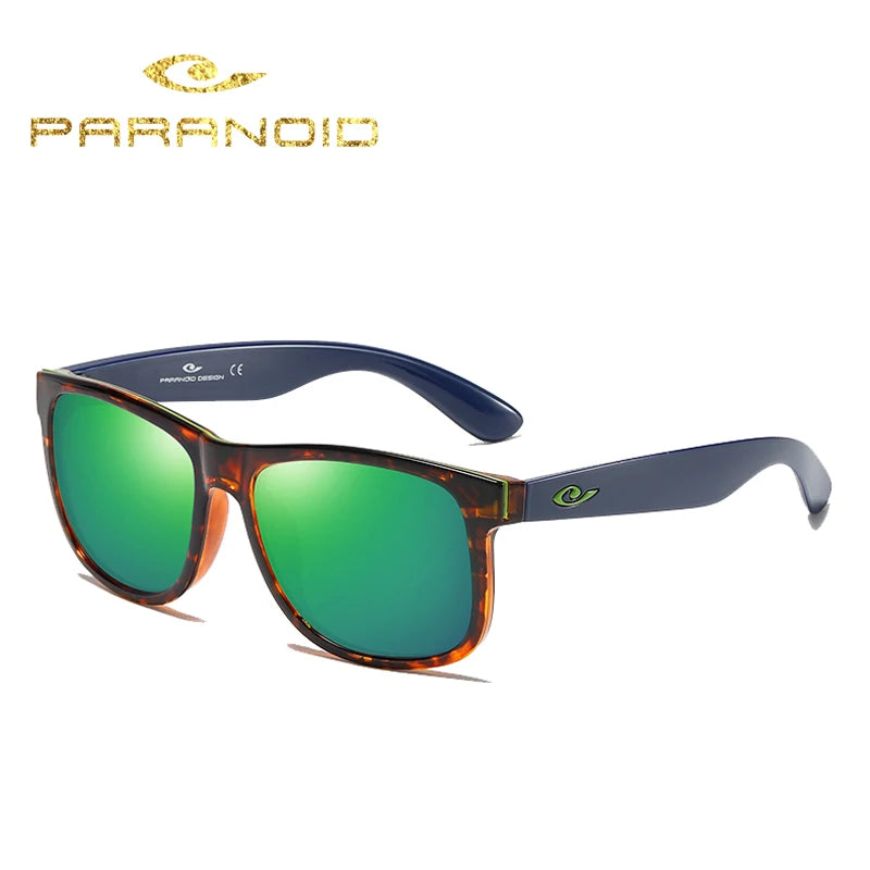 2026 PARANOID Men's Fashion Polarized Sunglasses Wholesale Sport Green Shades with Transparent Yellow Silver Frames