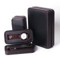 Luxury Custom Logo Black Carbon Fiber PU Leather Protective Watch Travel Case with 2/4/8 Slots and Zipper Closure