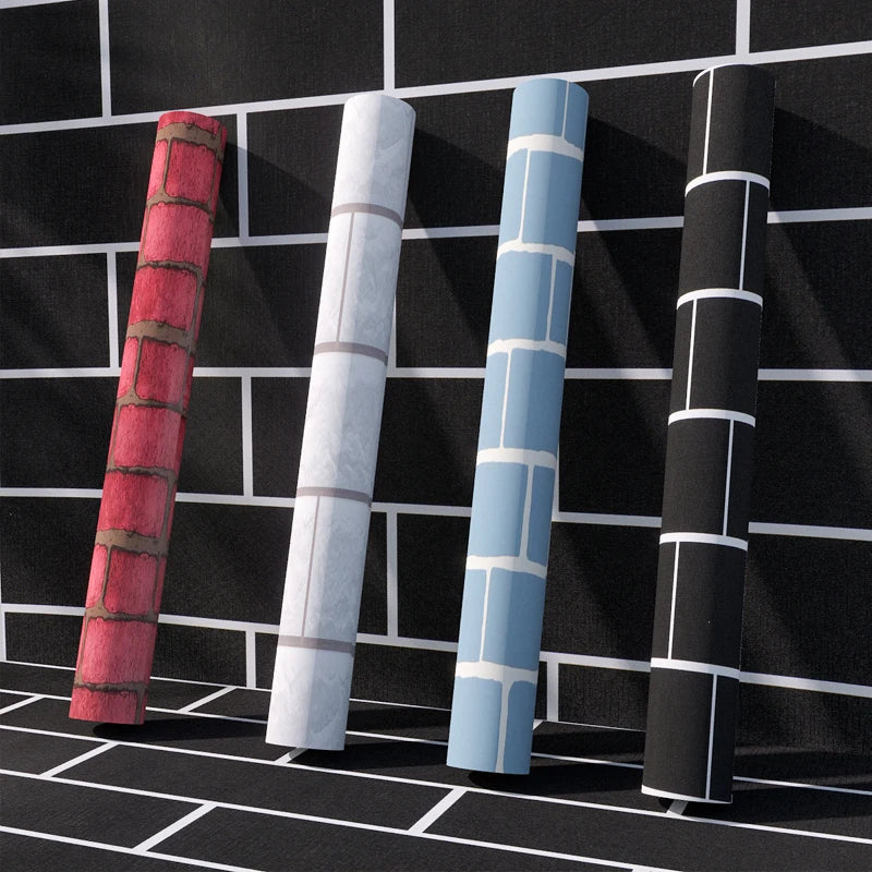 Modern Geometric Waterproof Fireproof Self-Adhesive PVC Vinyl Wallpaper Rolls Wood Slats Customizable Size for Household Wall