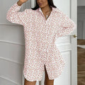 Enyami Women's Leopard Print Elegance Ruffled Long Sleeve Dress Loose Fit Oversized 100% Cotton Softness Fall Blouse Shirt