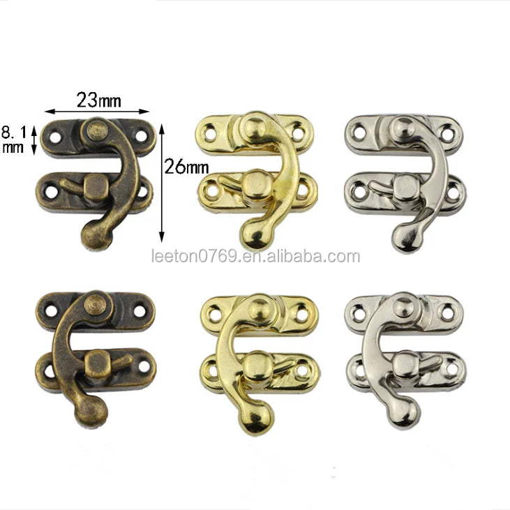 Stock Supply Box Accessories 23 X 26mm Gold Nickel and Antique Brass Colored Traditional Designed Small Wooden Box Lock