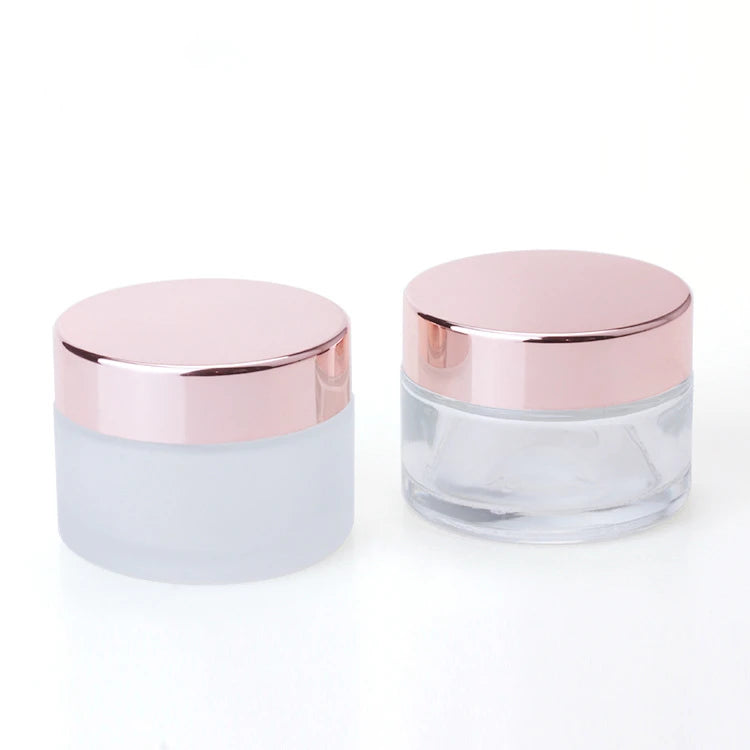 5g 10g 15g 20g 30g 50g 100g Cosmetics Skincare Eye Cream Containers Face Cream Glass Jar with Rose Golden Lid