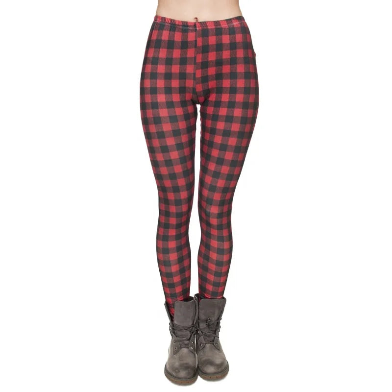 Hot Sale Custom Print Super Soft 92% Polyester 8% Spandex Elastic Waist Christmas Leggings for Women