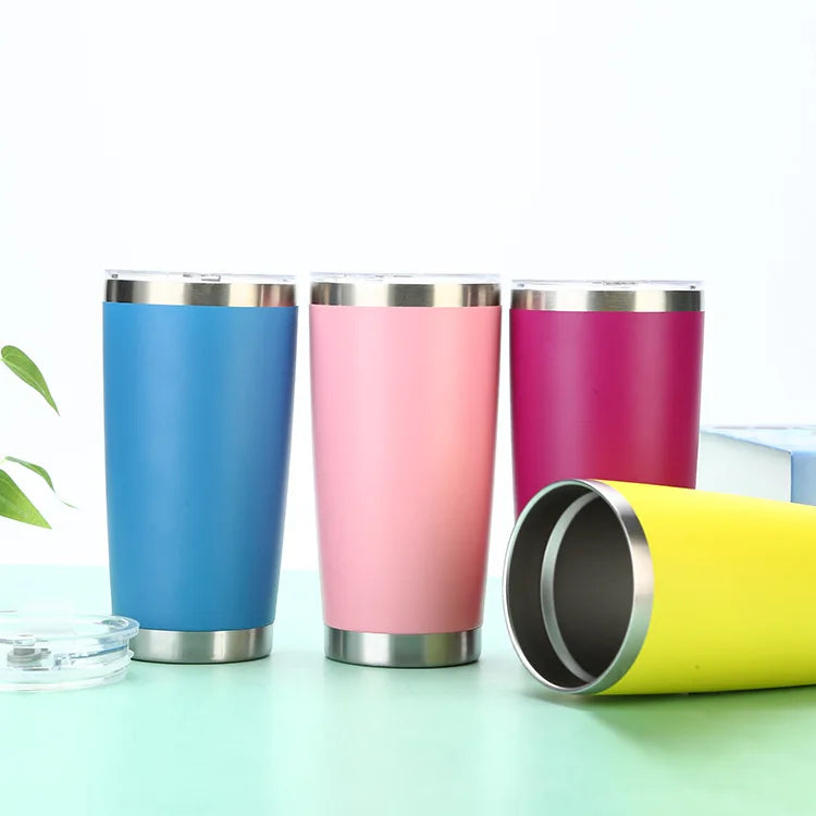 20oz Tumbler with Lid and Straw Stainless Steel Vacuum Insulated Coffee Tumbler Cup Double Wall Powder Coated Travel Mug