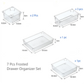 7 Pack Eco-Friendly Lightweight Transparent Stackable Multifunction Drawer Organizer Trays Set 4 Sizes Plastic Divider