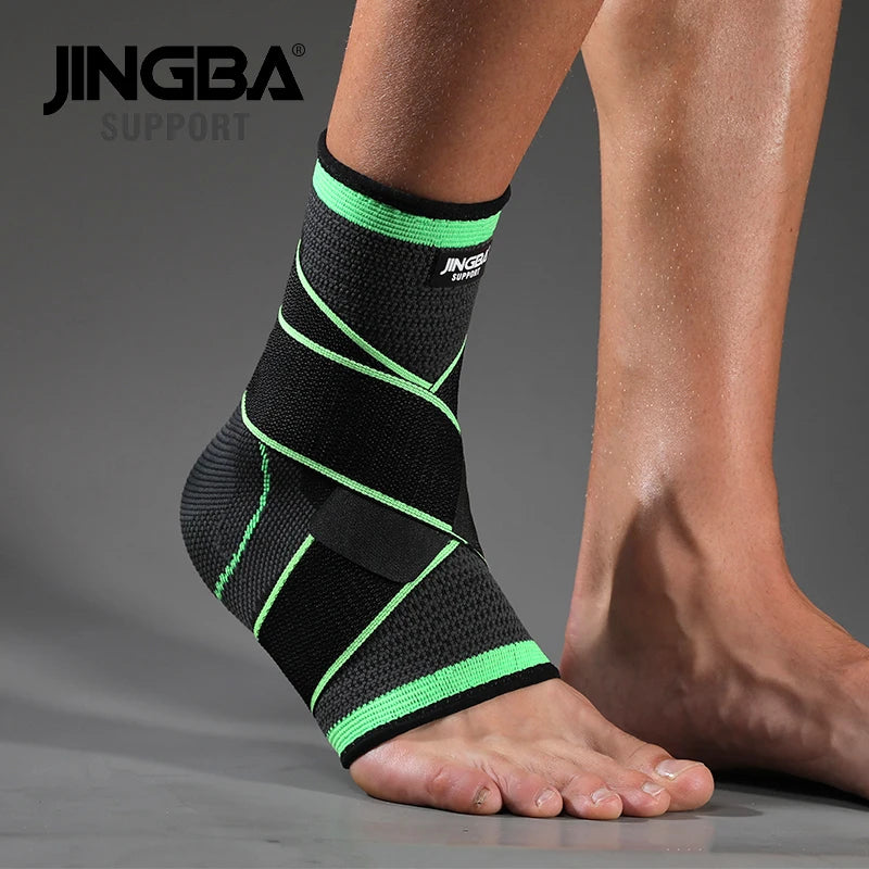 JINGBA Wholesale Elastic Ankle Support Nylon Knitted Compression Ankle Sleeve with Strap Breathable Ankle Brace