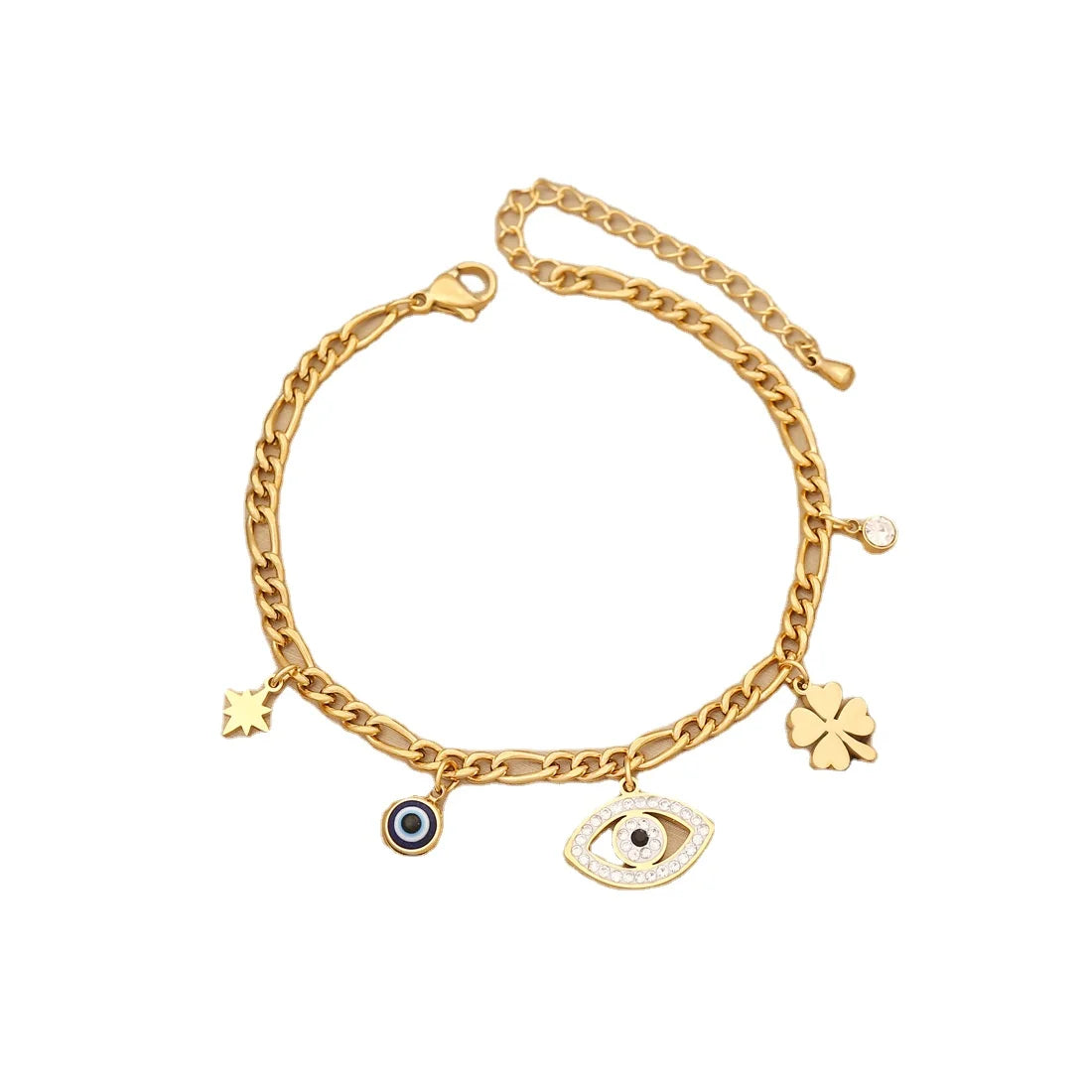New Fashion Stainless Steel Eye Pendant Necklace Bracelet Earrings Jewelry Set for Woman