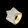 Iced Out Micro Pave Zircon Bling Statement Brass Hip Hop Star Ring for Men