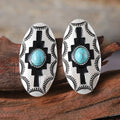 Best Seller Wholesale Western Aztec Stone Stud Earrings for Women Southwestern Pink Black Turquoise White Red Yellow Fashion