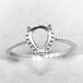 Semi Mount 6*8mm Sterling Silver Ring Pear Shape Empty Blank Support Claws Setting S925 Base Without Center Stone for DIY Inlay