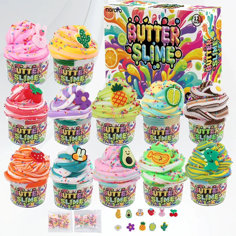 OEM/ODM Two-Tone Butter Slime Kit: Custom Logo & Packaging Dual-Color Slime Set.Wholesale Bulk Craft Toy & Party Favors for Kids