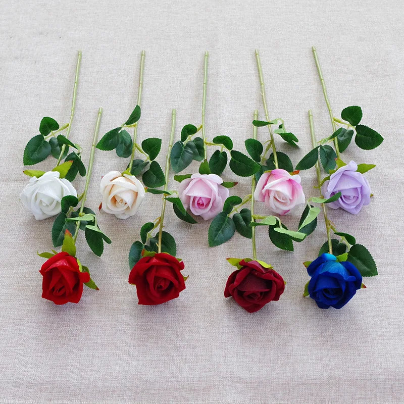 Hot Sale Wholesale Long Life Natural Long Stem Centerpiece Flower Flannel Real Touch Artificial Roses Flowers