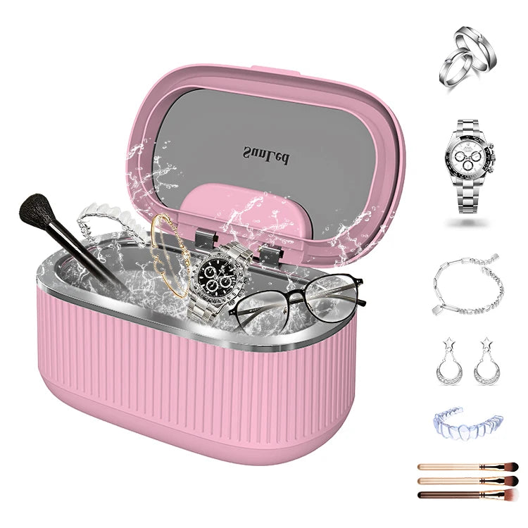 45kHz Professional Ultrasonic Jewelry Cleaner Portable Sonic Cleaning Machine for Necklaces Rings Eyeglasses Watches