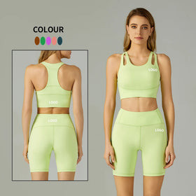 Tummy Control Running Home Workout Shorts High Waist for Womens Back Cross Bra Yoga Leggings Gym Fitness Sets