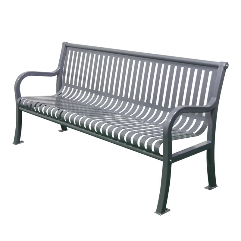 Outdoor Furniture Public Park Commercial Antique Rustic Steel Bench Seating Outside Garden Patio Metal Iron Seat Benches