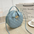 Round Pu Leather Mini Small Crossbody Pouch Embroidery Purses Elegant Design Women Shoulder Bags Handbags