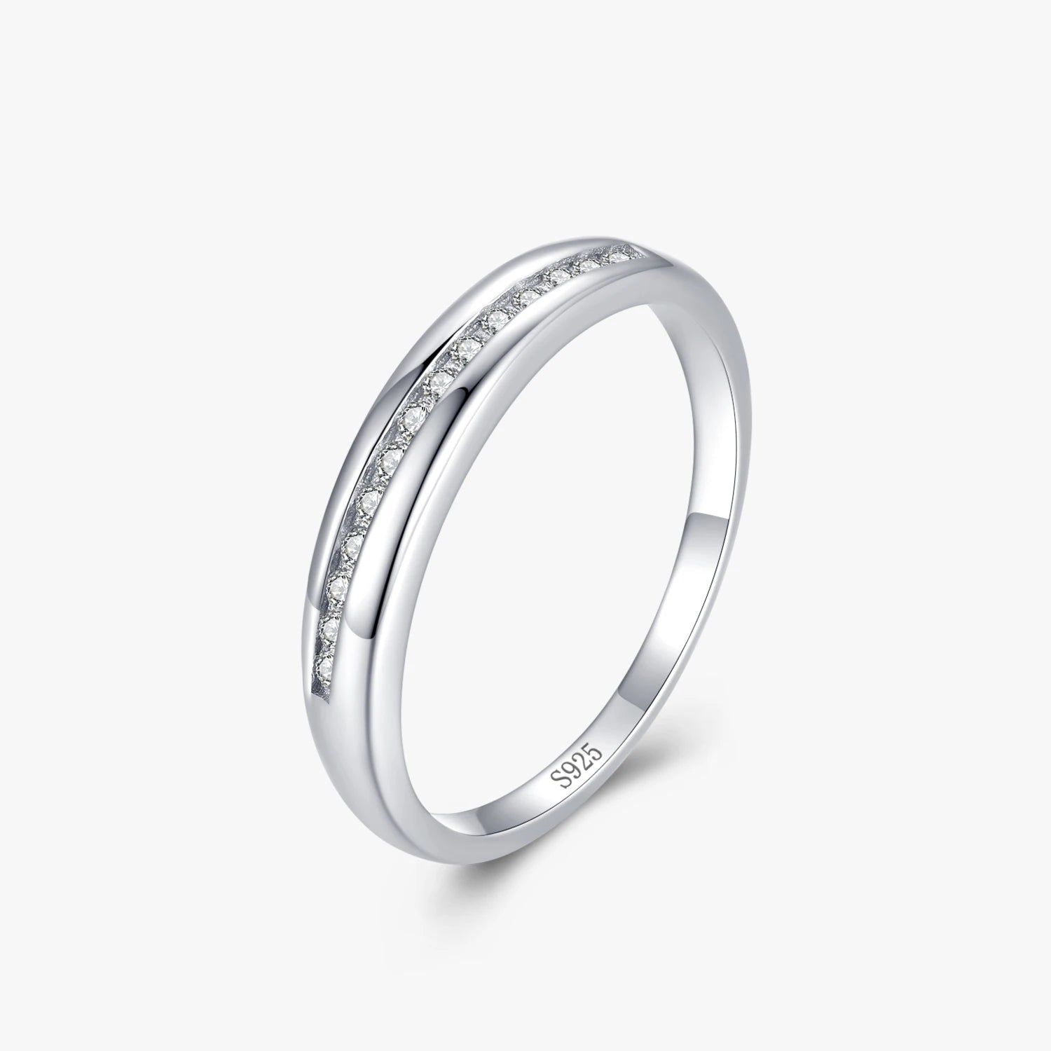 Ailmay Real 925 Sterling Silver Exquisite Charm Clear Zircon Ring for Women Wedding Engagement Jewelry Gift