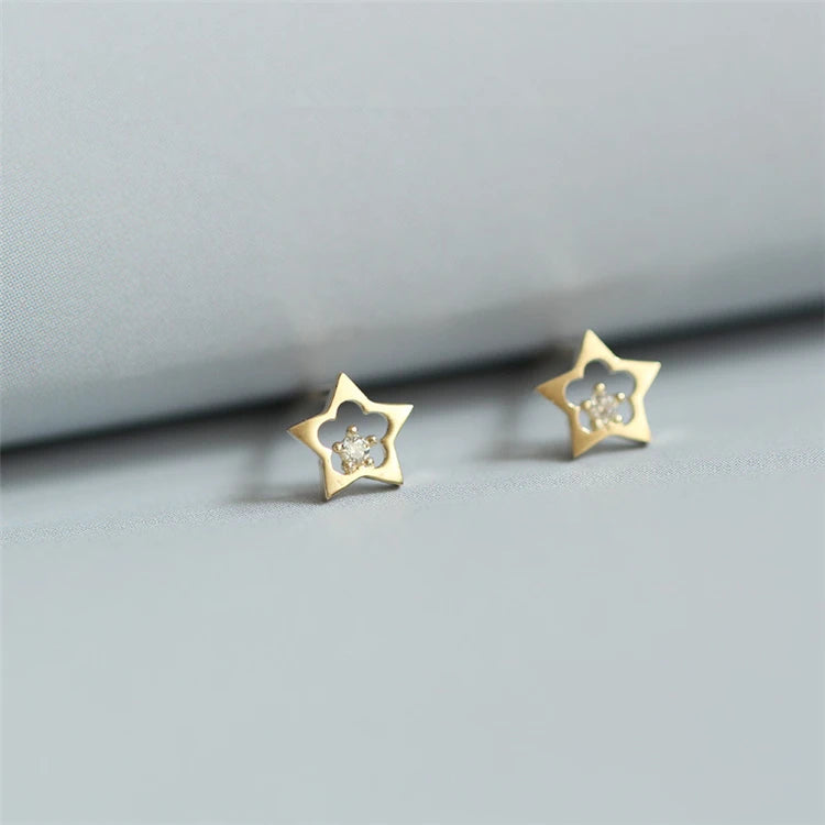 Kids 925 Sterling Silver Star Earrings Gold Plating Fashion Jewelry Earrings