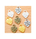 Gold Silver Bronze Zinc Alloy Made With Love Heart Charm Dangle Pendant for DIY Necklace Bracelet Jewelry Making