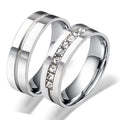 2021 Stylish Couple Ring Titanium Steel Inlaid with Zircon for Wedding and Engagement Diamond Rings