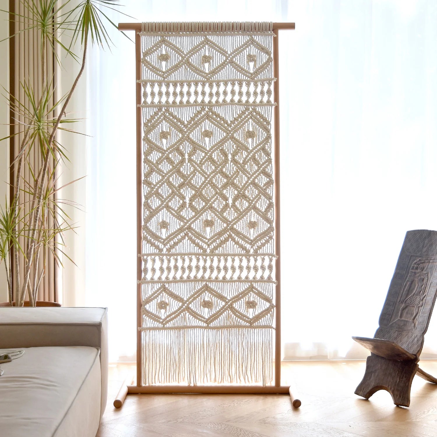 Professional 2021 New Decorative Room Dividers Room Divider Wall Handmade Cotton Rope Room Dividers Screens