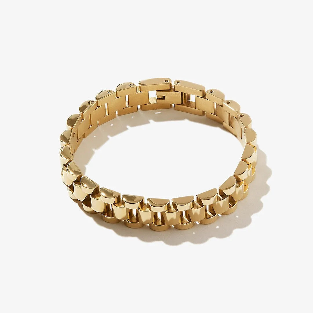 Punk Gold Plated Stainless Steel Watchband Bangle Fade Resistant Titanium Steel Takedown Watch Strap