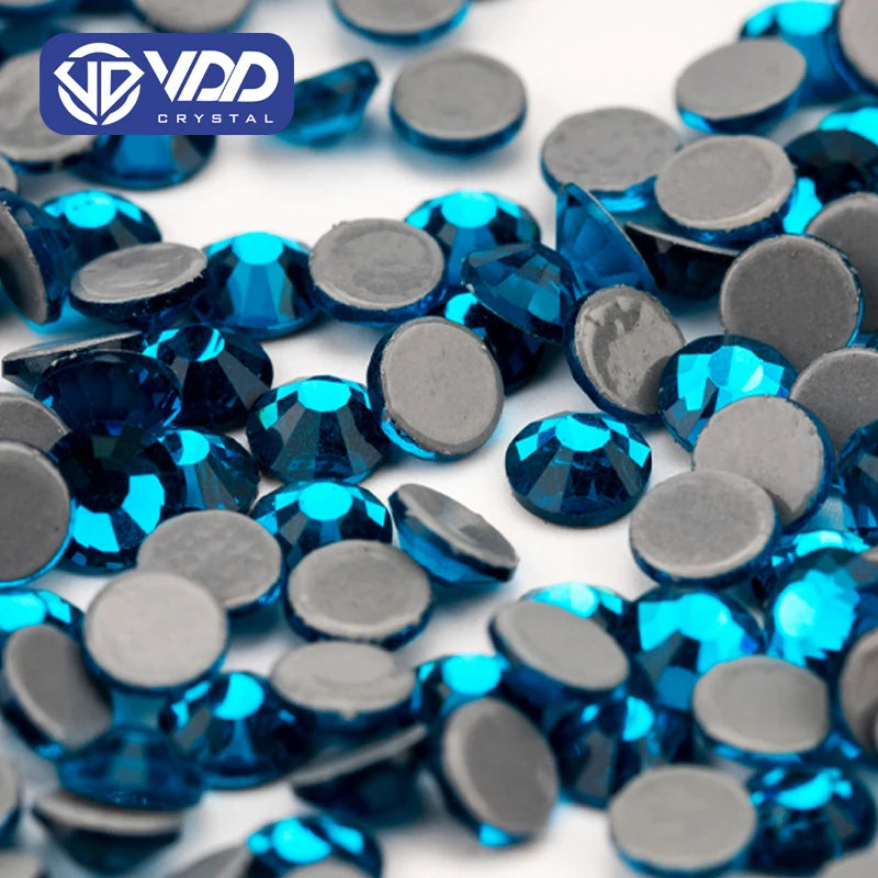VDD 025 Indicolite High Quality Hot-Fix Glass Rhinestone Crystal Flatback Strass Stones for DIY Garment Decoration Wedding Dress