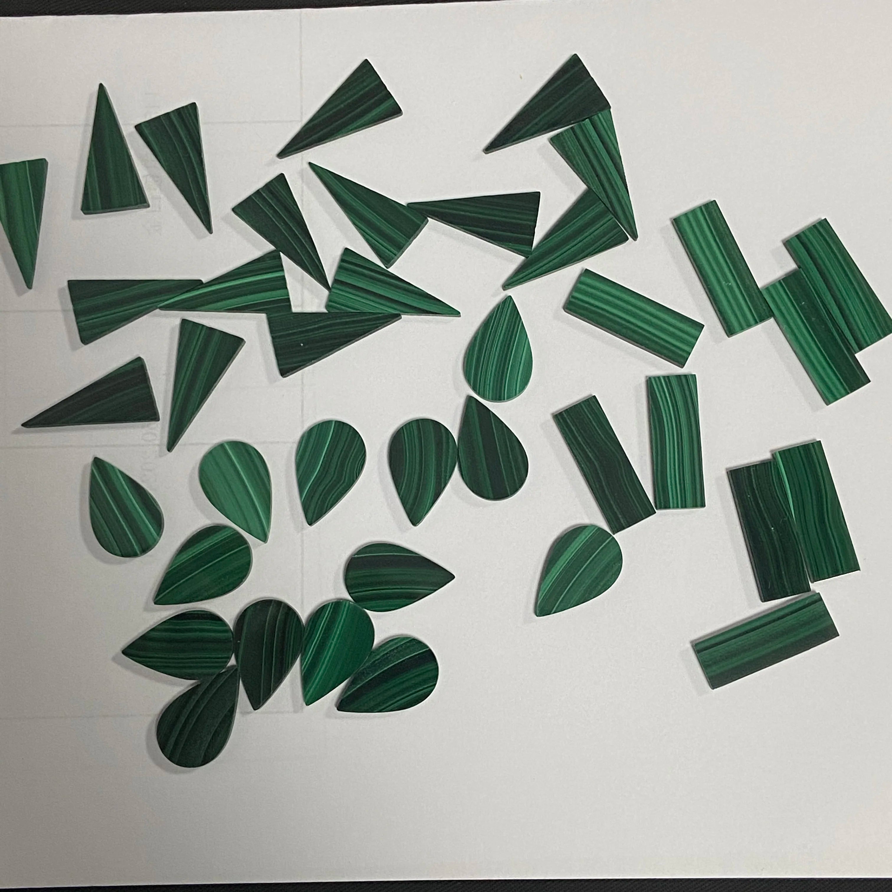HQ Gems Natural Green Malachite Price Gemstone Loose Original Malachite Stone Pear Rectangle Sheet Double Flat