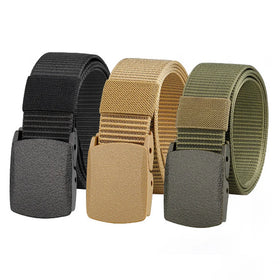 Men's Nylon Fabric Tactical Stretch Belt Outdoor Hunting Hiking Sports Alloy Zinc Buckle Eco-friendly 3.2cm Width 120cm Length