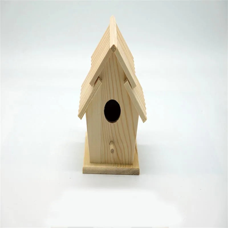 Wholesale Unfinished Wooden Figurine Bird House with Openable Sides Engraved Classic Wall-Mounted Outdoor Pet House