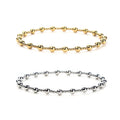 Fashion Waterproof Stainless Steel 18K Gold Plated Classic Thin Bead Elastic Bracelet Micro Insert Custom Logo for Women