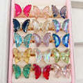2022 Bohemian 18k Gold Plated 16 Multi Colors Butterfly Finger Ring Clear Colored Crystal Butterfly Adjustable Rings
