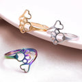 Factory Simple Opening Adjustable Ring Non Tarnish Stainless Steel Rings Cute Palm Print Heart Ring Gifts for Women