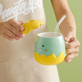 Creative Cartoon Cute Dinosaur Egg Ceramic Water Mug Creative Kid Gift Straw Water Cup