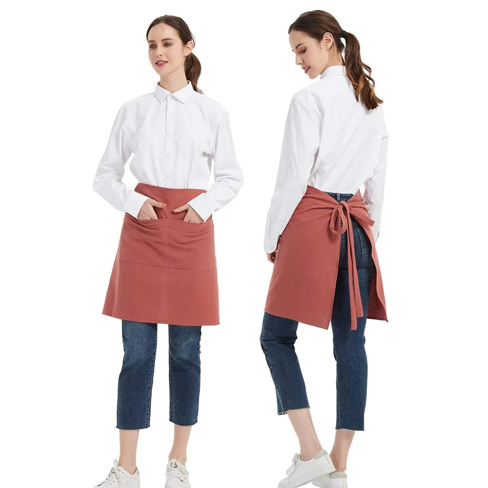NIU WEI LI Multi Color Cotton Hemp Bib Sleeveless Apron Half Body Tie Waist Neatening/Storage Uniform Logo Silk Screen